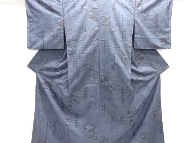 JAPANESE KIMONO / SILK / NISHIJIN / DENSHO TSUMUGI / WOVEN GEOMETRIC FLORAL PLANTS